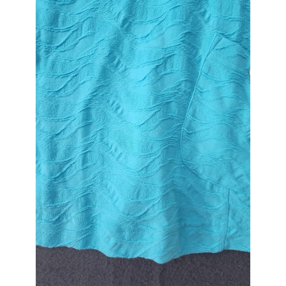 Ali Miles PXL Textured Beach Wearable Art Turquoise Shirt Top Artsy Resort NWT - Picture 3 of 11